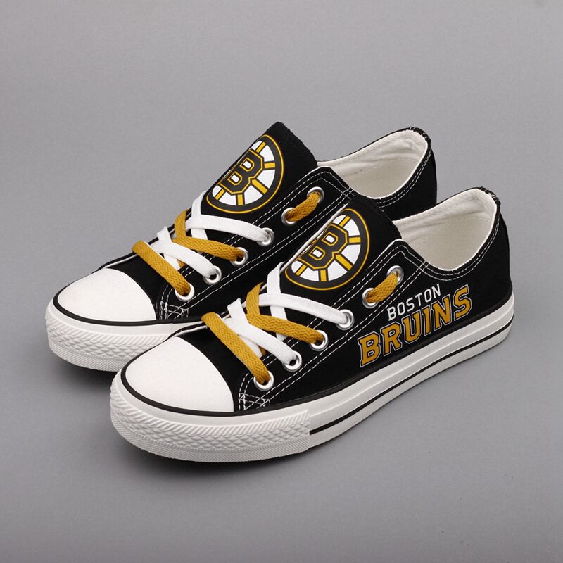 Boston Bruins Limited Print NHL Ice Hockey Fans Low Top Canvas Shoes Sport Sneakers T-DH02H