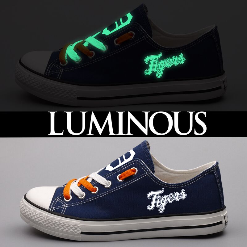 Detroit Tigers Limited Print MLB Baseball Fans Luminous Low Top Canvas Shoes Sport Sneakers T-DJ70LY
