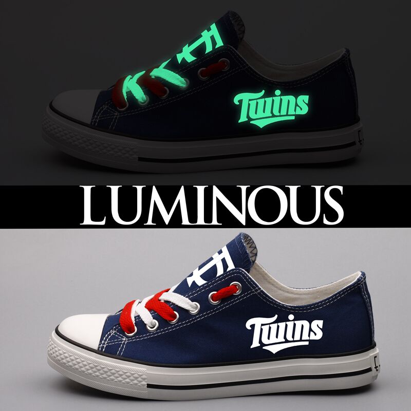 Minnesota Twins Limited Print MLB Baseball Fans Luminous Low Top Canvas Shoes Sport Sneakers T-DJ72LY