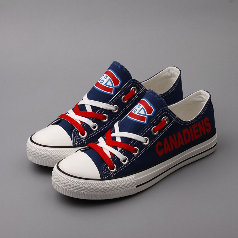 Montreal Canadiens Limited Print NHL Ice Hockey Fans Low Top Canvas Shoes Sport Sneakers T-DH11L