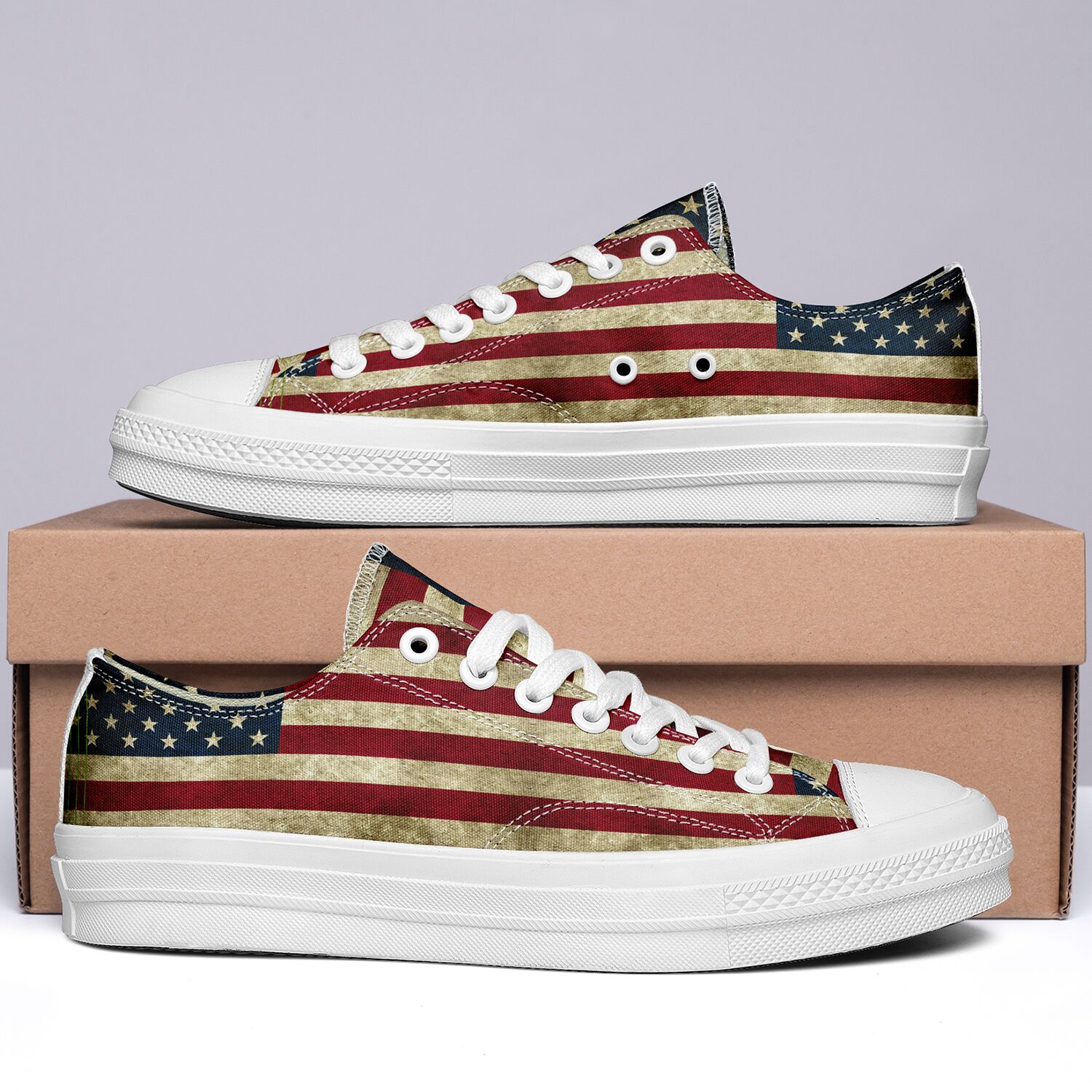 New Style Low Top Casual Canvas Shoes Custom 3D Print America Flag Unisex Sneakers DB190901002