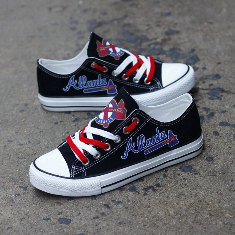 Atlanta Braves Limited Print MLB Baseball Fans Low Top Canvas Shoes Sport Sneakers T-DJ139H