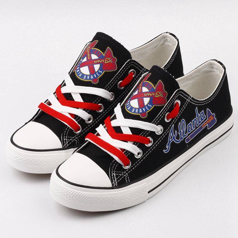 Atlanta Braves Limited Print MLB Baseball Fans Low Top Canvas Shoes Sport Sneakers T-DJ139H