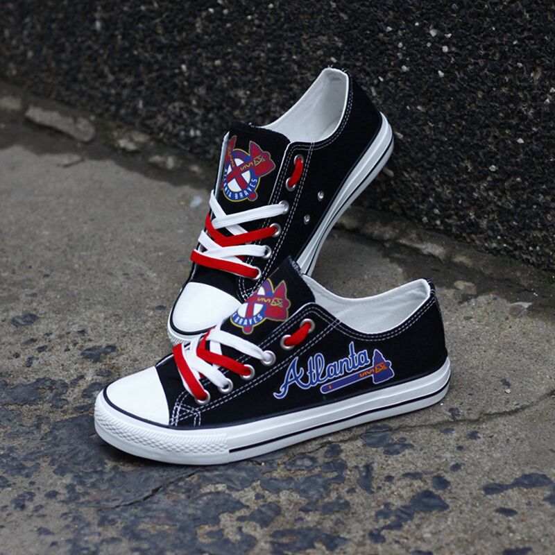 Atlanta Braves Limited Print MLB Baseball Fans Low Top Canvas Shoes Sport Sneakers T-DJ139H