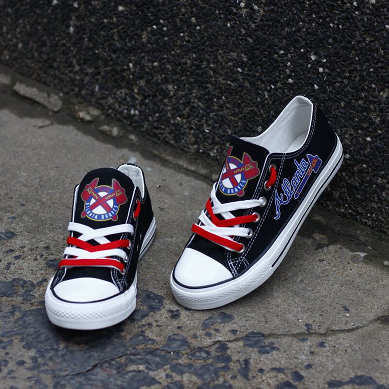 Atlanta Braves Limited Print MLB Baseball Fans Low Top Canvas Shoes Sport Sneakers T-DJ139H