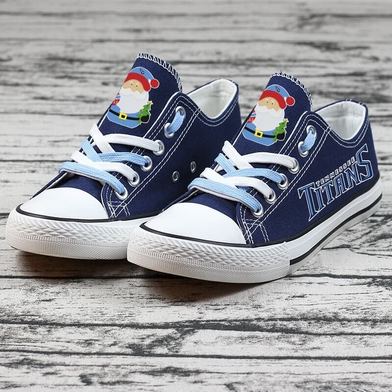 Christmas Design Tennessee Titans Limited Print NFL Football Fans Low Top Canvas Shoes Sport Sneakers T-DWAS037L