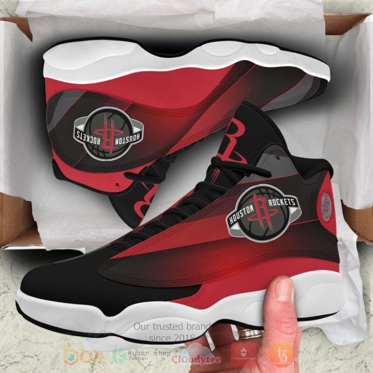 Custom NBA Houston Rockets Red Black Air Jordan 13 Shoes V2 - Yeezy Store