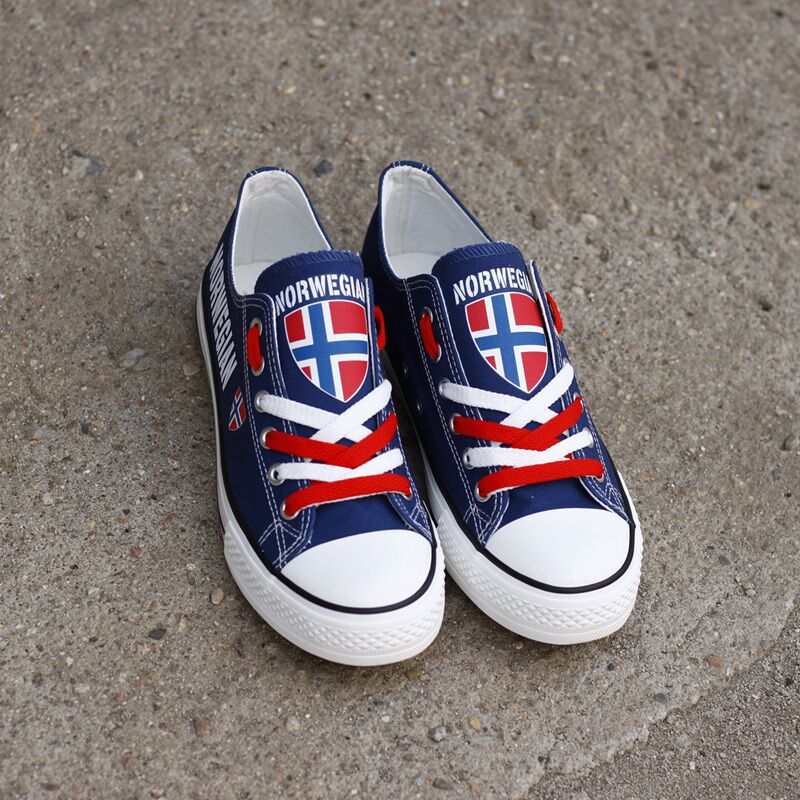 Customize Norway Print Canvas Shoes Norwegian Design Low Top Sport Sneakers T-DBS36L