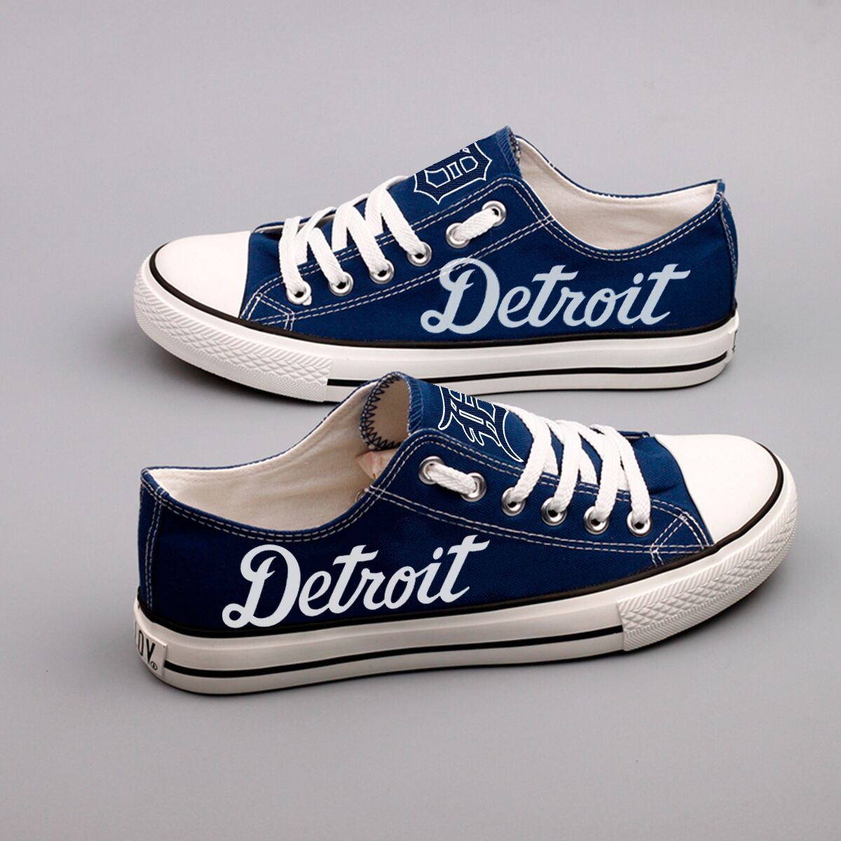 Detroit Tigers Limited Print MLB Baseball Fans Low Top Canvas Shoes Sport Sneakers T-DJ120L