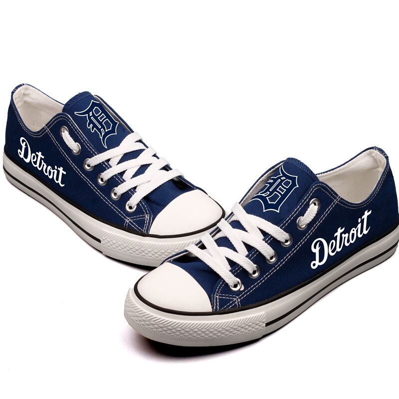 Detroit Tigers Limited Print MLB Baseball Fans Low Top Canvas Shoes Sport Sneakers T-DJ120L