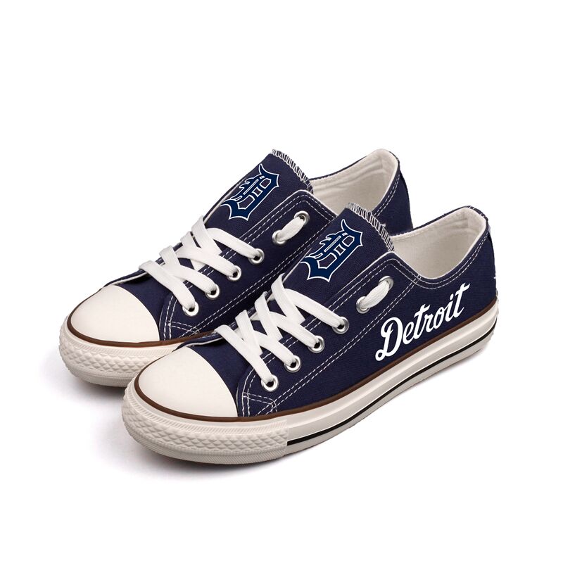 Detroit Tigers Limited Print MLB Baseball Fans Low Top Canvas Shoes Sport Sneakers T-DJ120L