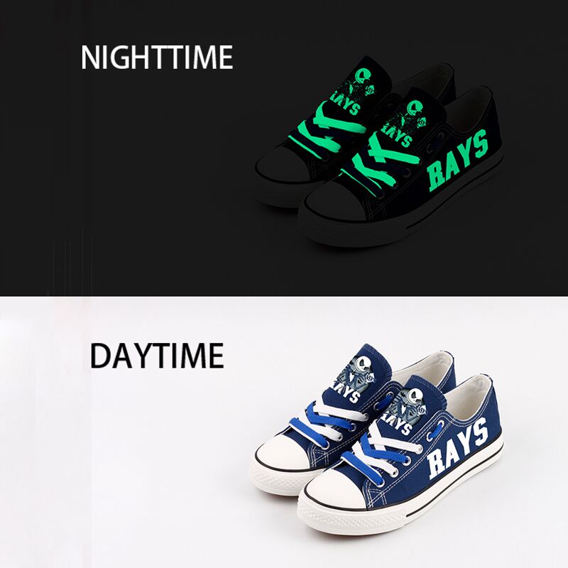 MLB Tampa Bay Rays Halloween Design Jack Skellington Luminous Canvas Shoes Sneakers T-DWAP017LY