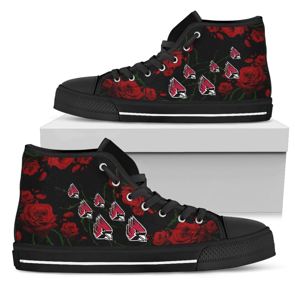 NCAA Ball State Cardinals Lovely Rose Thorn Incredible High Top Shoes - Yeezy Store