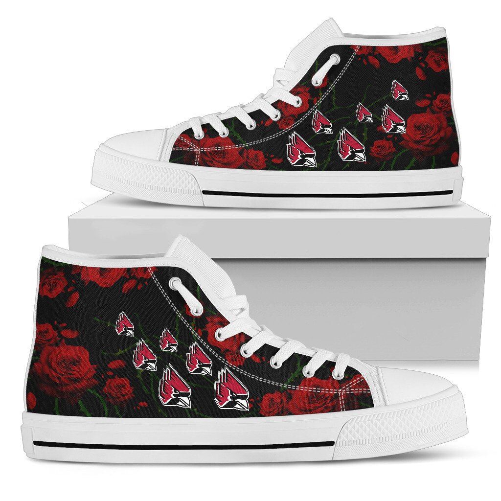 NCAA Ball State Cardinals Lovely Rose Thorn Incredible High Top Shoes - Yeezy Store