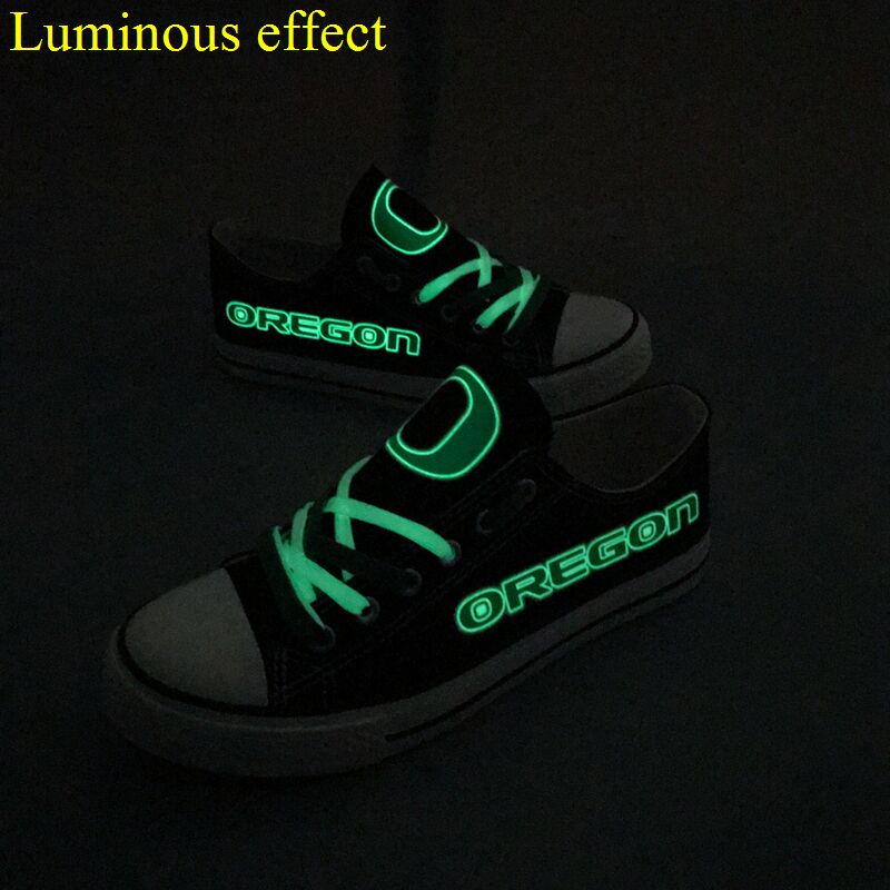 Oregon Ducks Limited Print NCAA College Students Luminous Low Top Canvas Shoes Sport Sneakers T-DF17HY