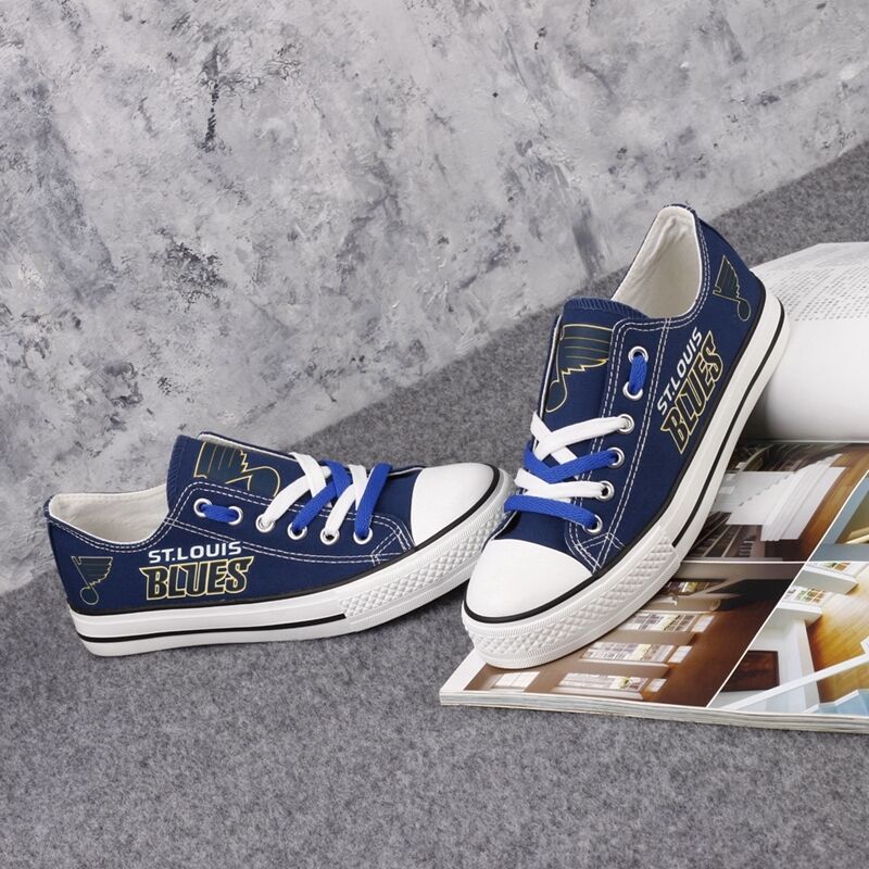 St. Louis Blues Limited Print NHL Ice Hockey Fans Low Top Canvas Shoes Sport Sneakers T-DH53L