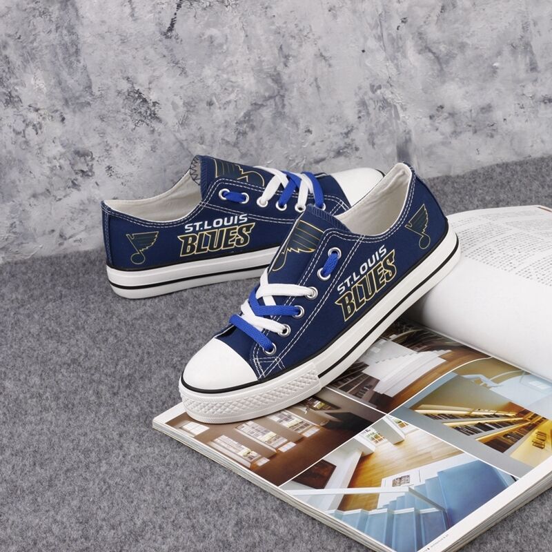 St. Louis Blues Limited Print NHL Ice Hockey Fans Low Top Canvas Shoes Sport Sneakers T-DH53L