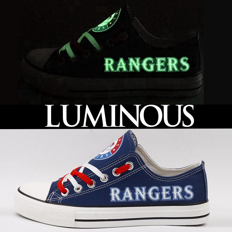 Texas Rangers Limited Print MLB Baseball Fans Luminous Low Top Canvas Shoes Sport Sneakers T-DJ77LY